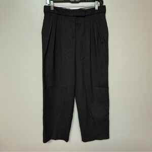 Chloe Vintage Womens Cropped Wide Leg Wool Trousers Anthracite Brown Tweed Sz 38